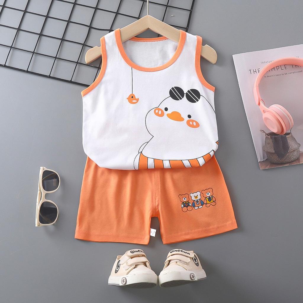 Kid's 2 Piece Printed Suit Short Sleeve Button Up Top Wide Leg Pants Suit Set Pajamas Home Casual Suit