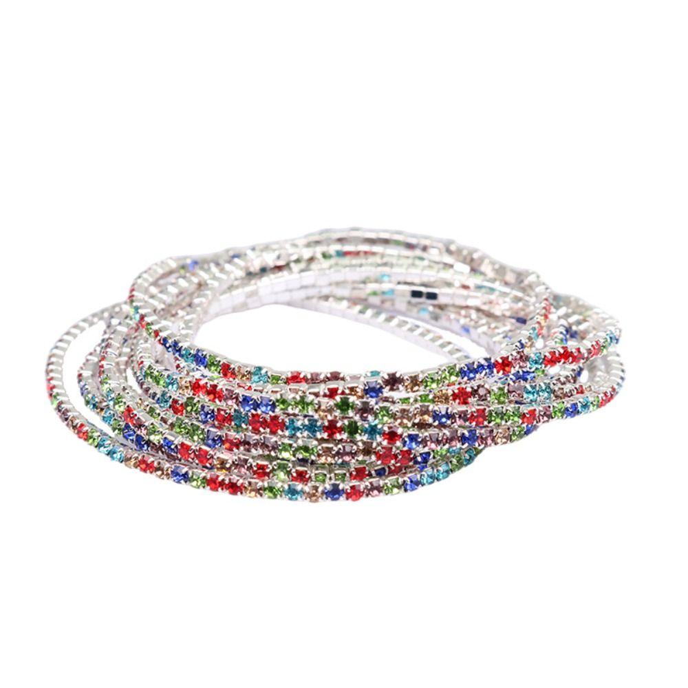 Jewelry Elastic Crystal Bracelet Bling Colored Bangle Fashion Single Rhinestone Bracelet  Girl
