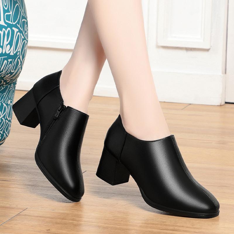 

Модная повседневная обувь на весну и осень, одинарная обувь, глубокий каблук, женская обувь, женская кожаная обувь, квадратный носок 37