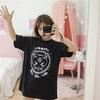 Damen Mädchen Lustiges Kurzarm Mond Katze Print Punk Gothic Lässiges Oberteil Bluse