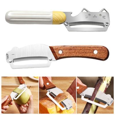 Gemüseschäler mit Holzgriff Edelstahlklinge 2-in-1 Obstschäler