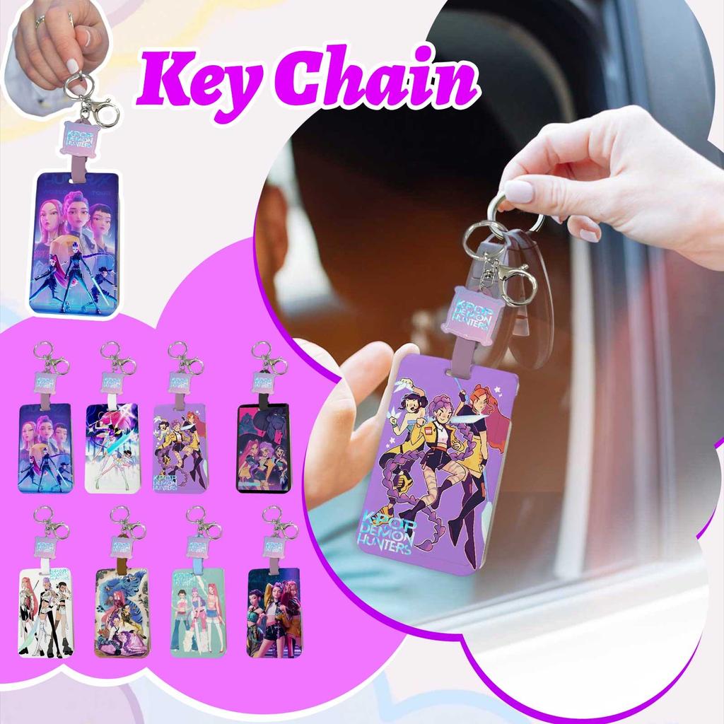 Push-pull Sliding Card Holder Acrylic Decorative Keychain Automatic Retractable Rope