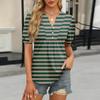 Womens Tops Puff Short Sleeve Shirts Casual V-Neck Summer Tops Button Down Pleated T-Shirts Loose Fit Tunic Blouses