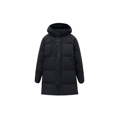 Life Series Solid Color Mid-Length Zipper Hooded Waterproof Warm Down Jacket Men Outerwear Black 952248906-3
