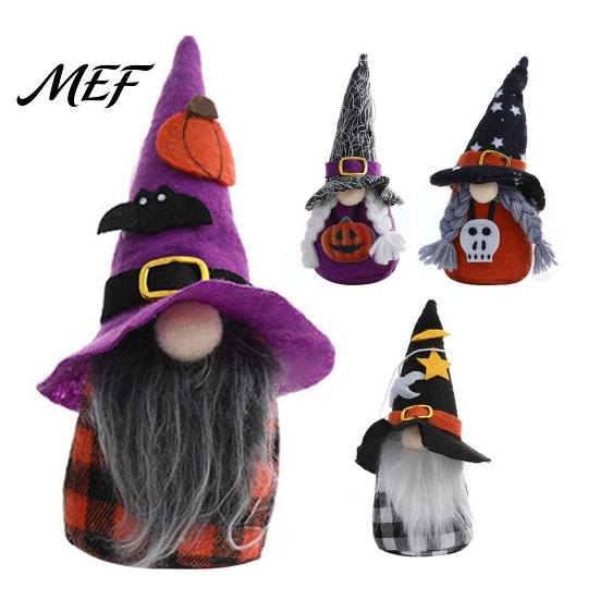 Handmade Felt Gnomes with Hats Halloween Plush Gnome Decoration, Spooky Witch Hat Swedish Tomte Elf Figurine, Soft Fabric Collectibles Mini