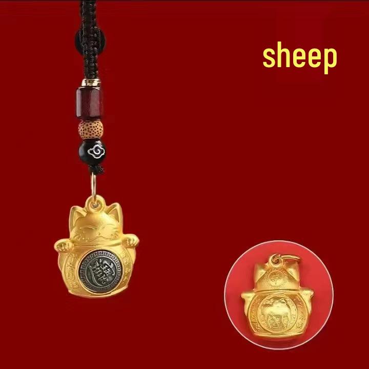 Tang Teng Zodiac Lucky Cat Keychain Pendant - Dragon, Horse, Monkey Spinner Bag Charm