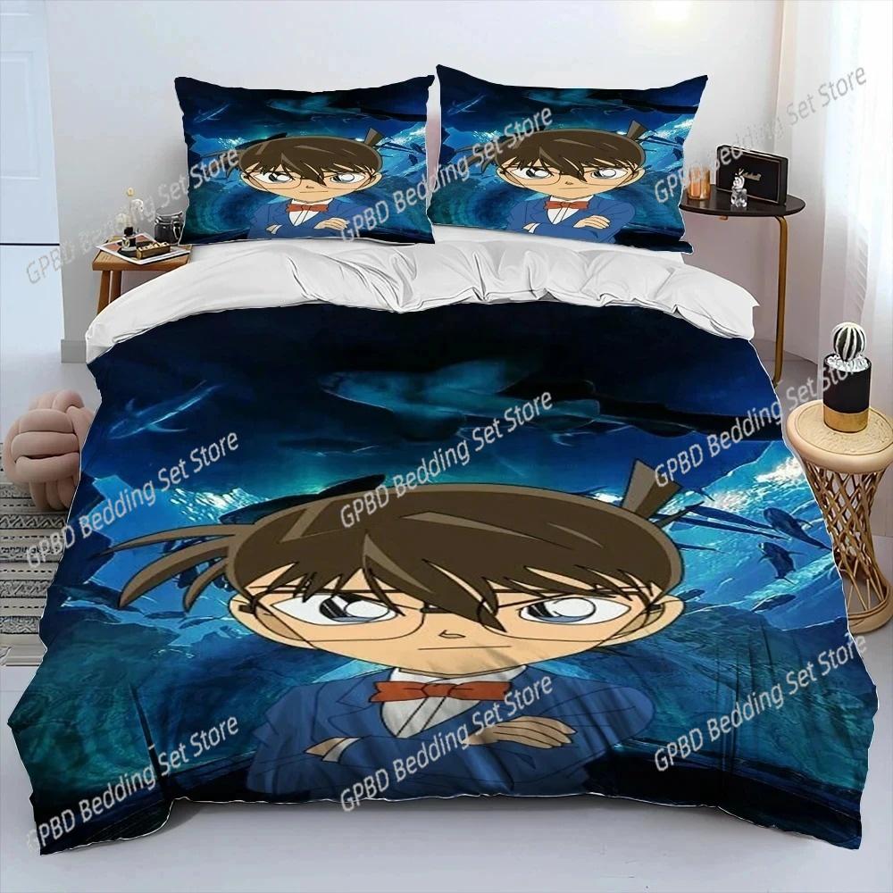 Anime Detective Conan Cartoon Bedding Set Single Twin Double Queen King Cal King Size Bed Linen Set