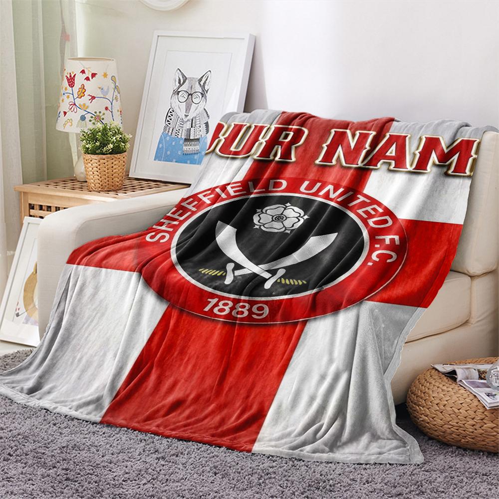 1PC Custom Name Sheffield United FC Patterned Flannel Blanket Suitable For All Seasons for Home Decor Warmth and Comfort Gifts Holiday Present