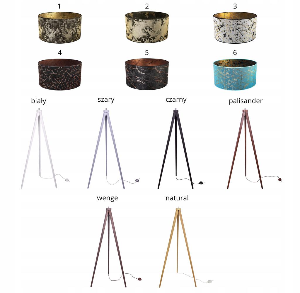 Floor Lamp Standing Tripod Wooden Lampshade 45Cm