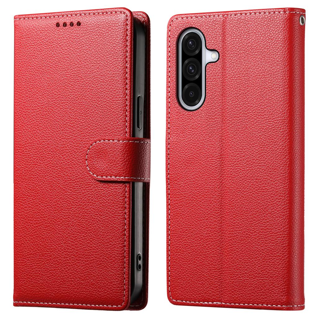 DF-012 Für Samsung Galaxy A36 5G Hülle Litschi-Textur Leder Magnetischer Verschluss Brieftasche Ständer Handyhülle