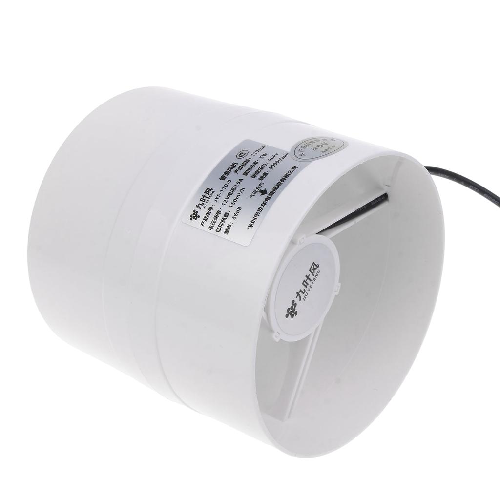 Low Noise 110mm 5W Duct Fan Exhaust Blower 12V Ventilation Fan for Bathroom Kitchen Chicken Coop Greenhouse & Warehouse