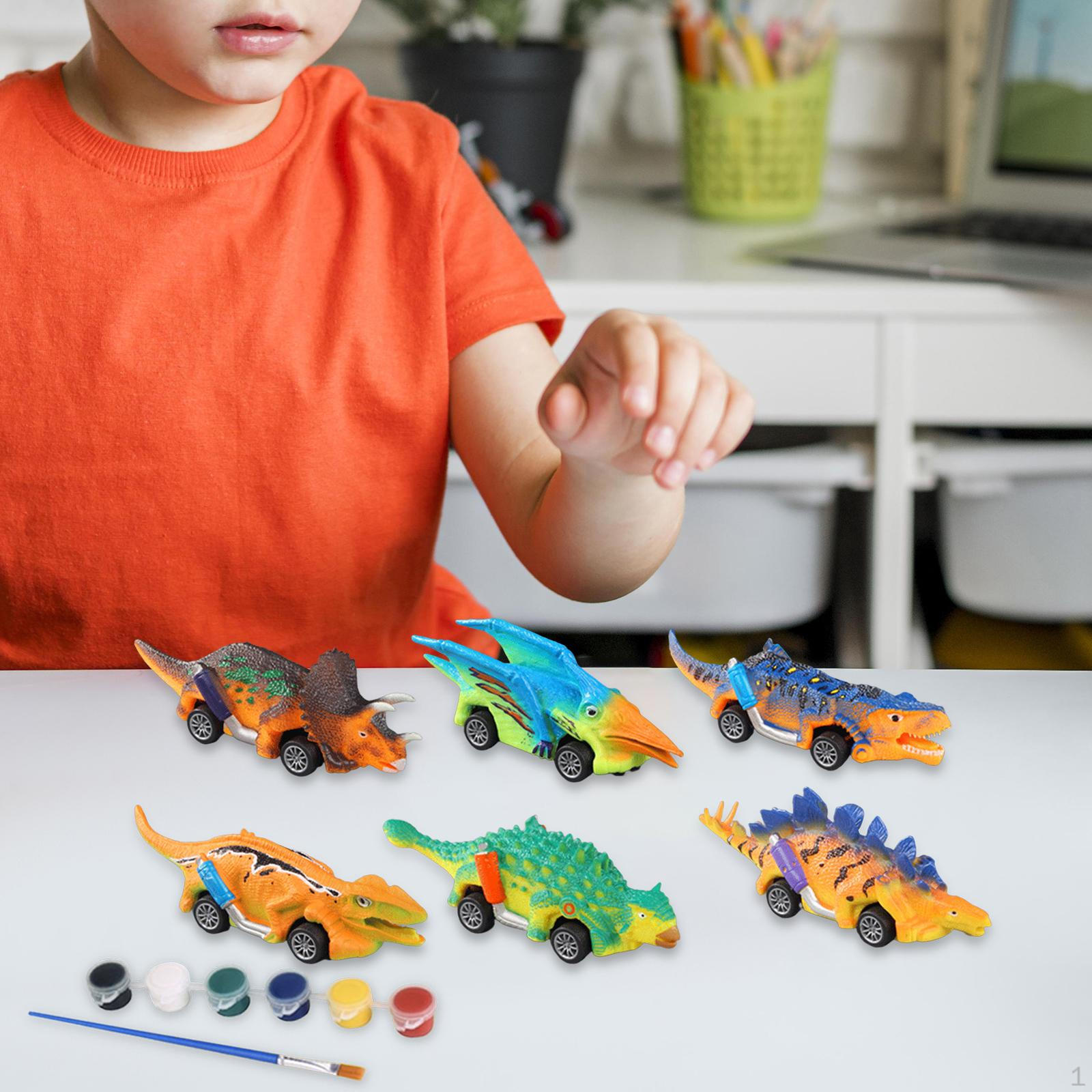 Dino Fun DIY Art Crafts Set - Friction Toy Cars for Kids Style A