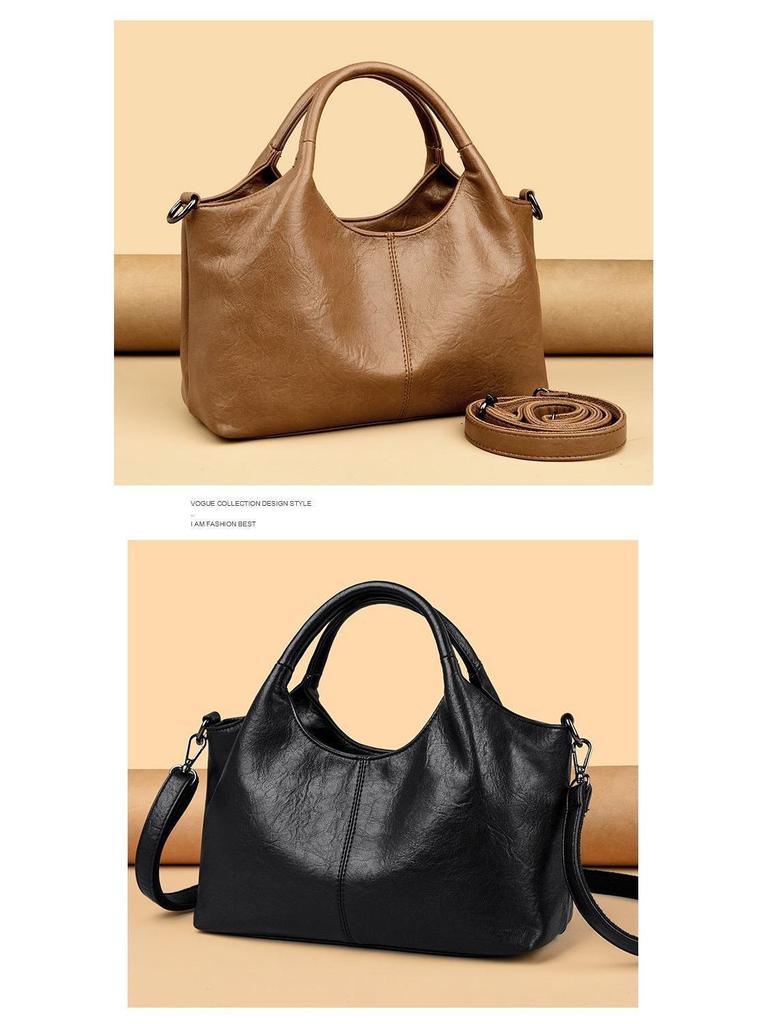 Bolso de Mano Grande de Moda para Mujer de Cuero Genuino, Bolso Versátil de Hombro y Cruzado, Cuero Suave para Mujeres de Mediana Edad, Nuevo Estilo.