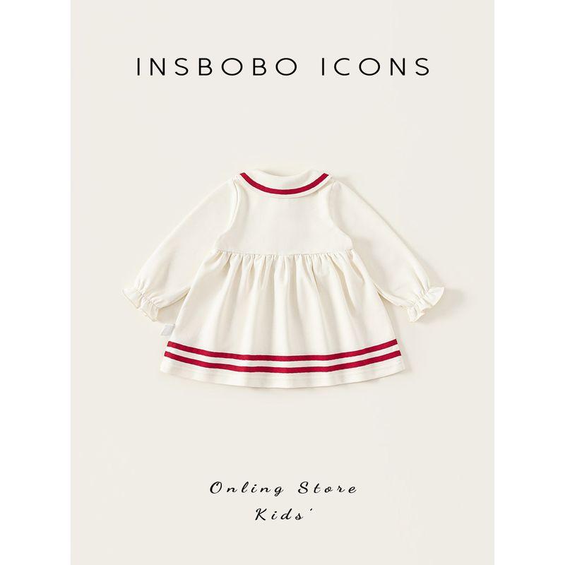 Insbobo Girls' Dress 2026 Spring New Princess Dress One-Year-Old Baby Girl Dress Kidsren's Red Dress