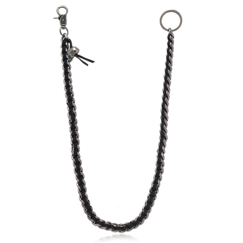 

Men Hip Hop Pants Chain Black Alloy Skull Secure Travel Wallet Chain Heavy Duty Jeans Link Coil Waist Chain
