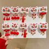 Plush Chinese New Year Headwear Tassel Ancient Style Hairpin Children Red Bow Hairpin  Children