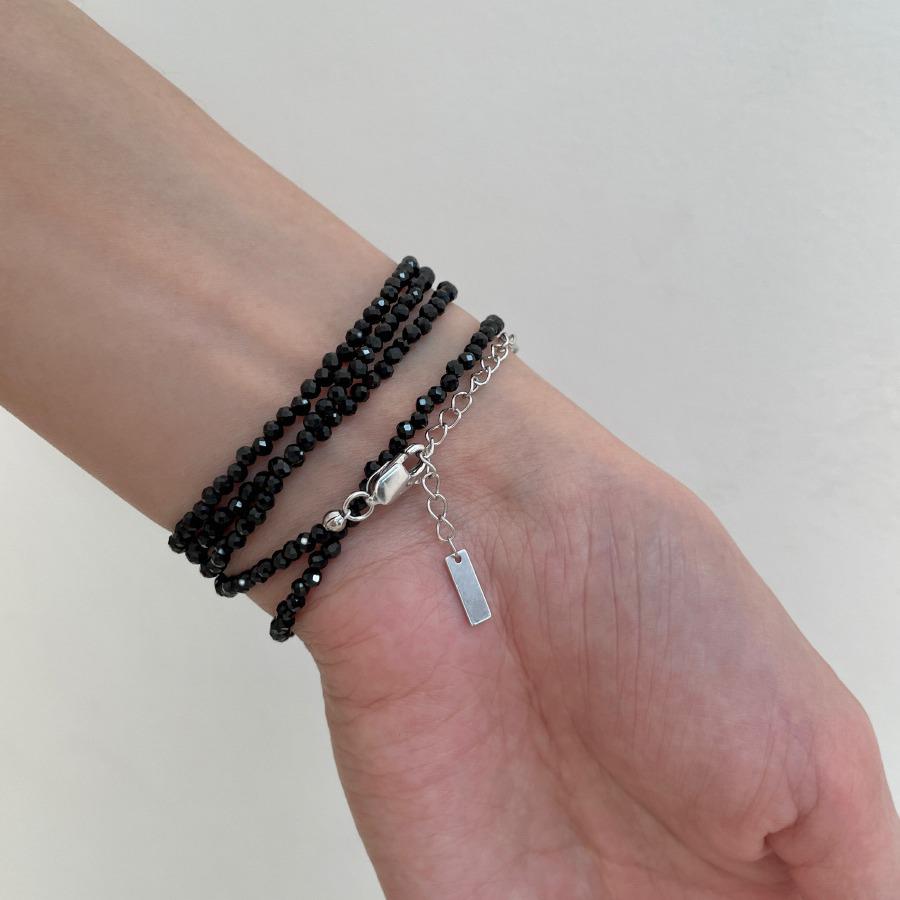 S925 Sterlingsilber Damen Doppellagige Schwarzkristall Schlüsselbeinkette - Exquisite High-End Mode