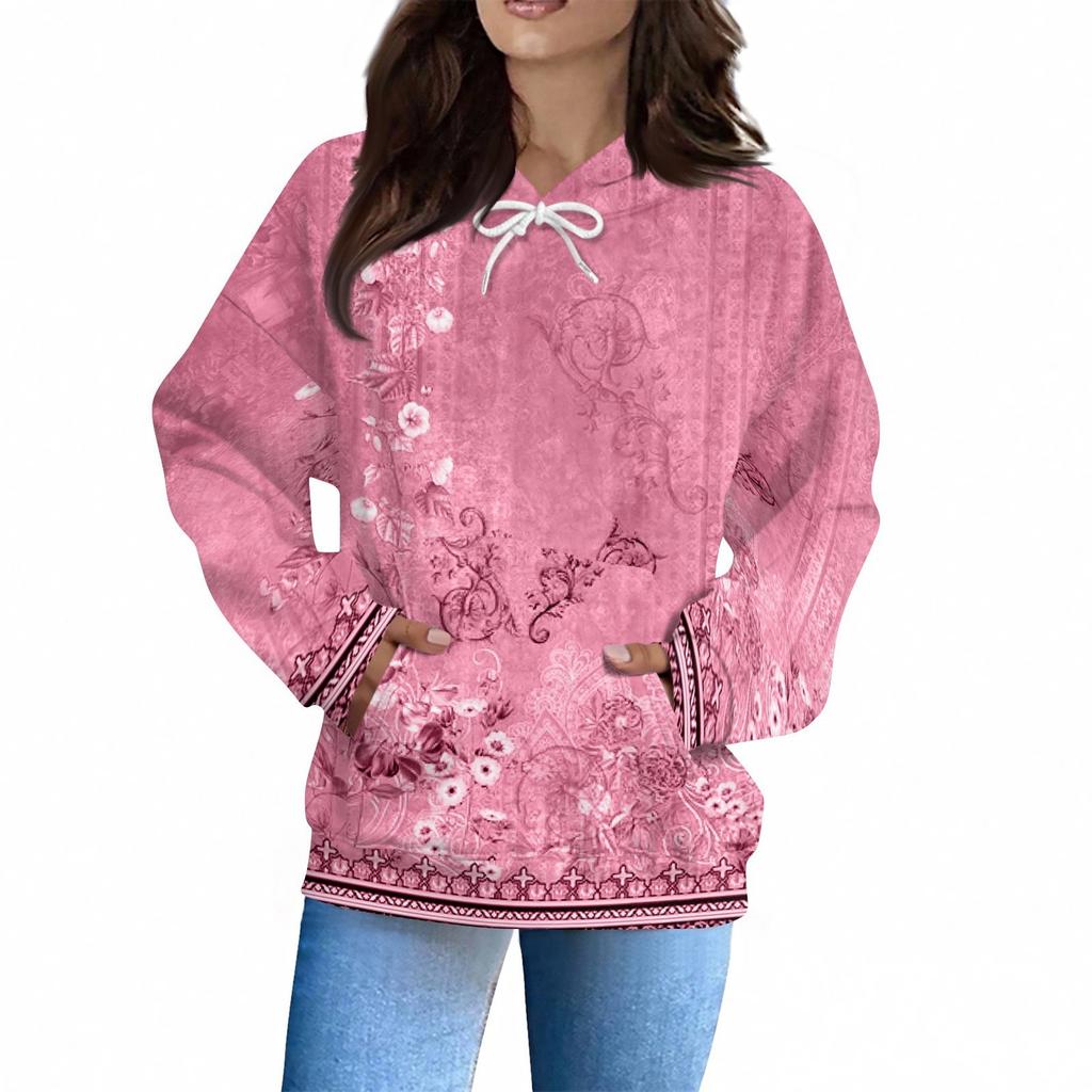 Women's Fashion Daily  Casual Hoodie Long Sleeve Printed Top