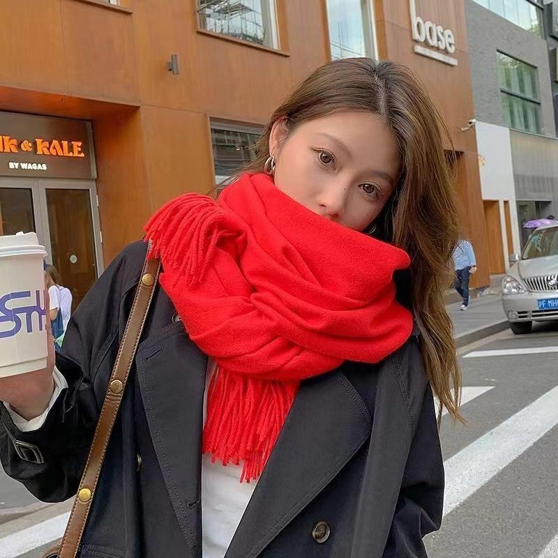 Neuer schwarzer Schal Kaschmir Frau Wolle Damenschal Warmer karierter Schal Damen Winterschals