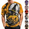 Men's Casual Printed Crew Neck Lightweight Breathable Short Sleeve Shirt Halloween Pattern Comfortable Fit
