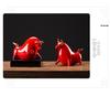 Red Ceramic Ox Figurine: Spirit-Soaring Handicraft for Home or Office Decor