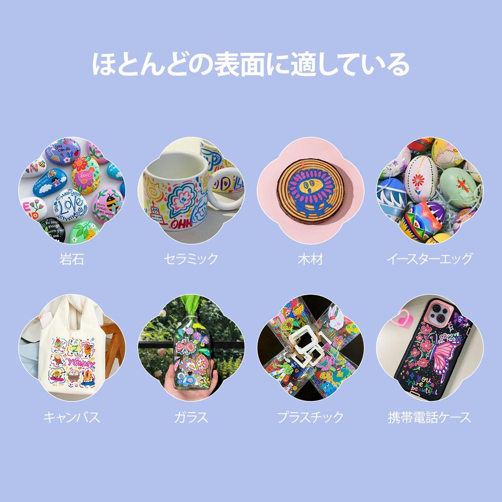 Arrtx Acrylic Paint 3mm Medium Tip Acrylic Marker for Rock DIY and Art Supplies 48-Color Pens, Pens, Non-Toxic, Water-Based, Quick-Drying, Painting,