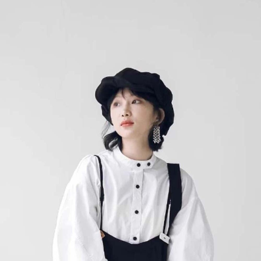 Street Style Retro Octagonal Hat Big Head Circumference Women Artist Hat Cloud Beret Cap  Work