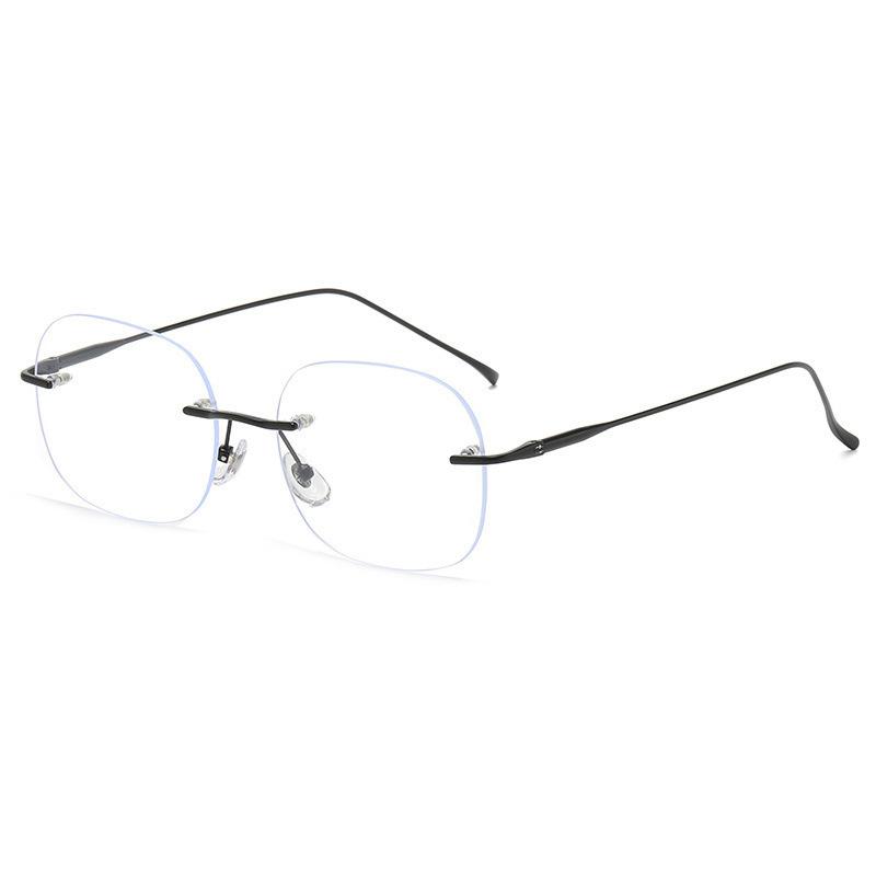 Zhao Ruth Has The Same Glasses, Frameless Small Square, Metal Silver Anti-Blue Light, And Can Be Matched With Degree Myopia Flat Glasses For Women.