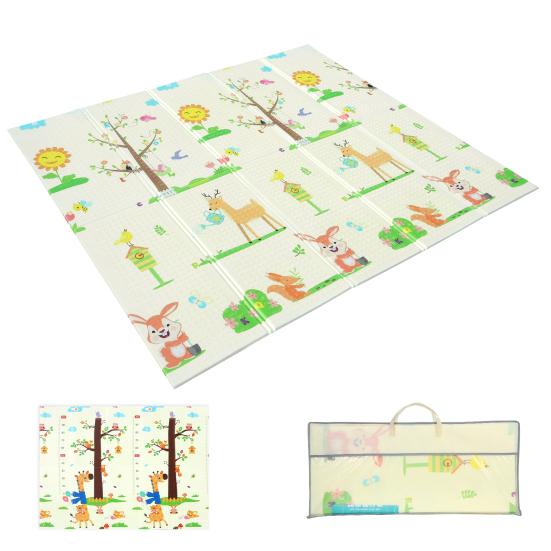 80x72in Baby Play Mat Extra Large Crawling Mat with Cartoon Animal Pattern Thick Foam Play Mat Reversible Portable Baby Floor Mat