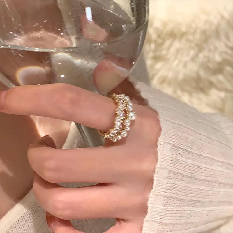 

Star Cluster Pearl Double-Hinged Ring - High-end Luxury Small-Scale Exclusive Ring for Fashion Finger Ring - Index Finger Ring золотой