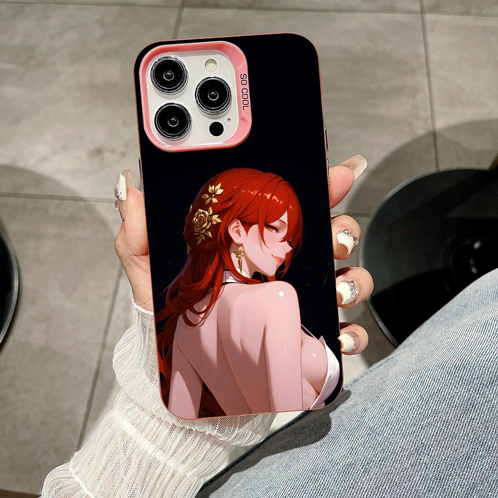 HSR Himeko Pink Translucent Mobile Phone Case for iPhone 17 16 15 14 13 12 11 X XR XS Air Pro Max Plus Colorful Cover
