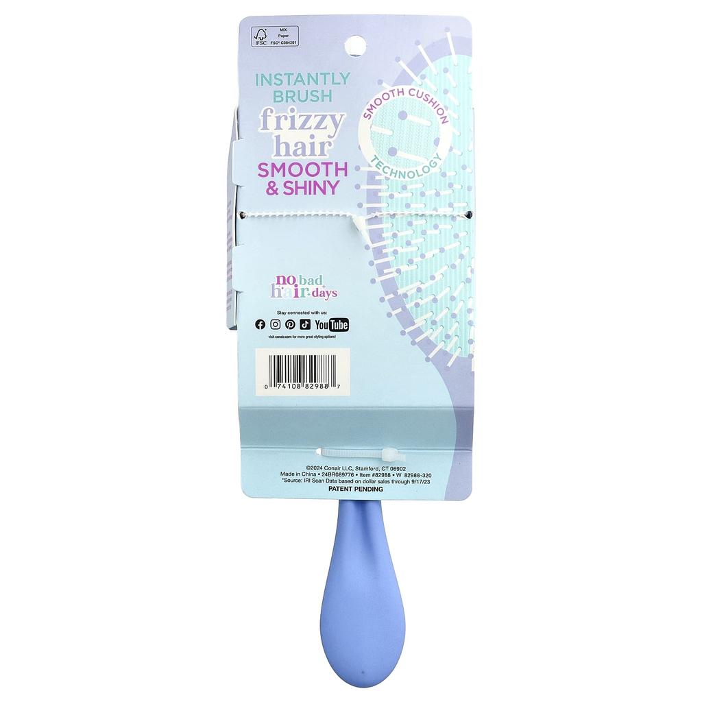 Conair No Frizz Days Hair Brush, XL, Blue, 1 Brush