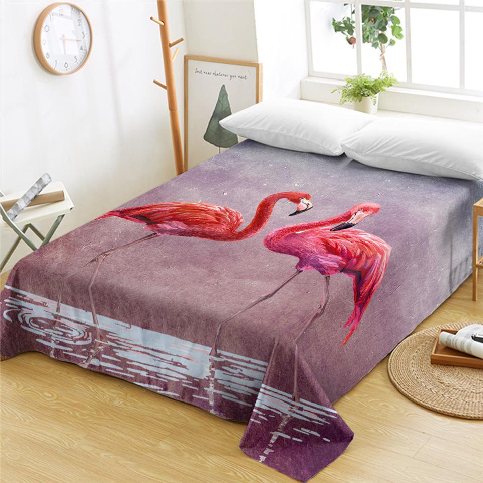 Rosa Flamingos Spannbettlaken 3D Tier Bettlaken Wildtier Bettwäsche King Queen Size Polyester Bettlaken Aquarell Bettdecke