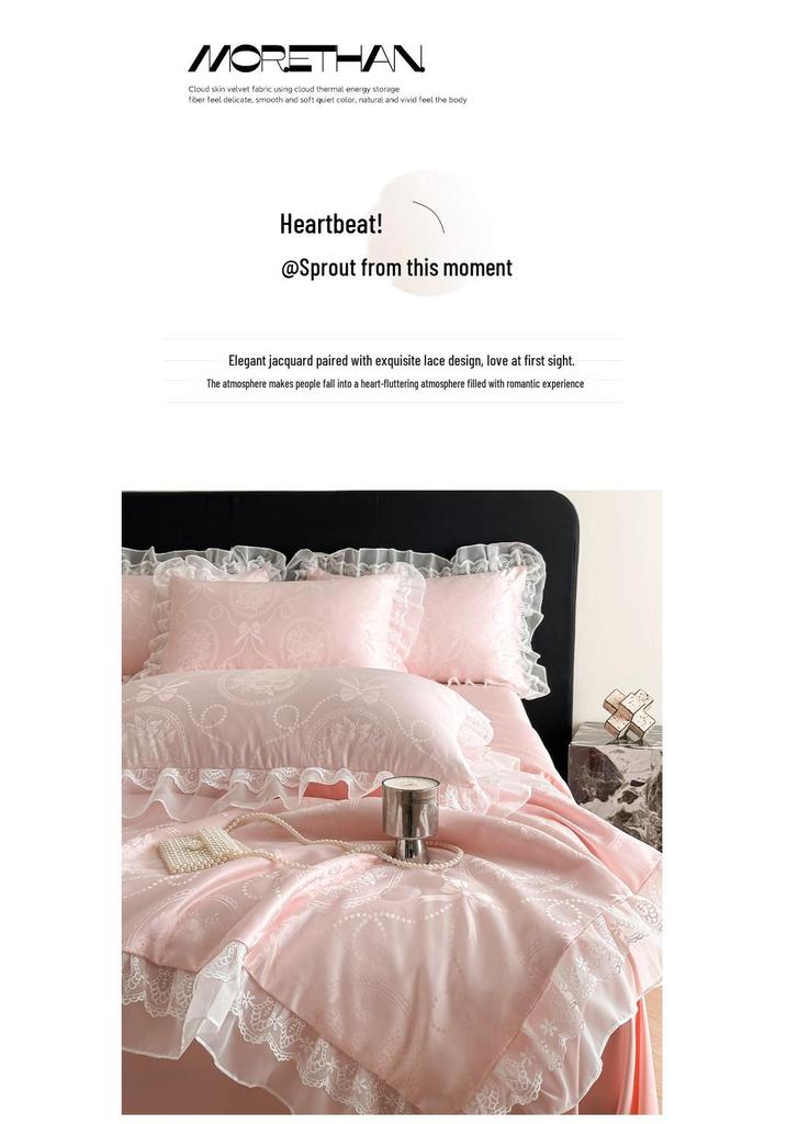 Korean Style Romantic Elegant Lace Silk Jacquard Summer Quilt Set