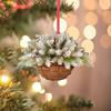 Creative Home Christmas Tree Hanging Basket Ornament Decorations Cute Flower Hanging Basket Wooden Pendant