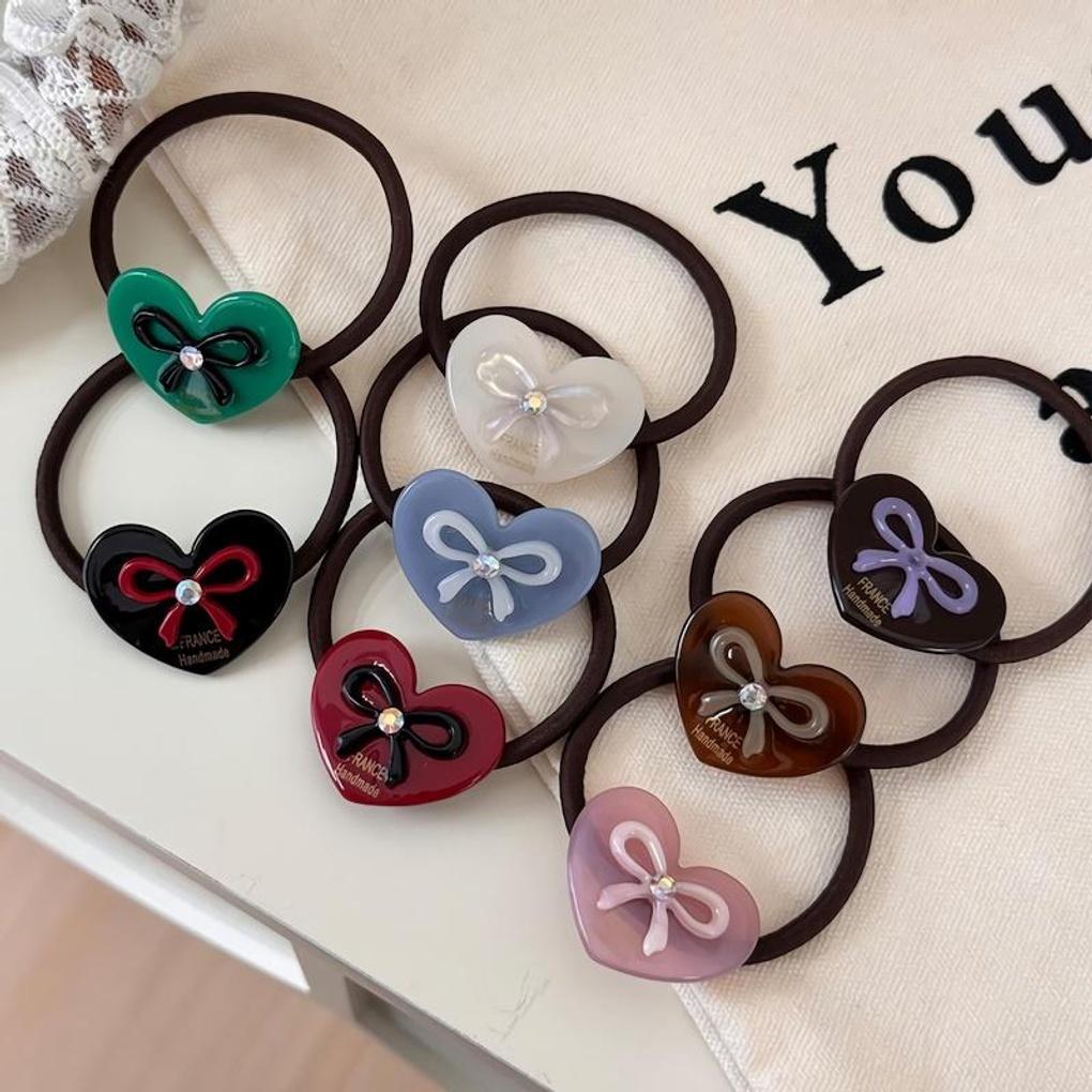 Women's Heart Cubic French Ribbon Elastic Hair Band