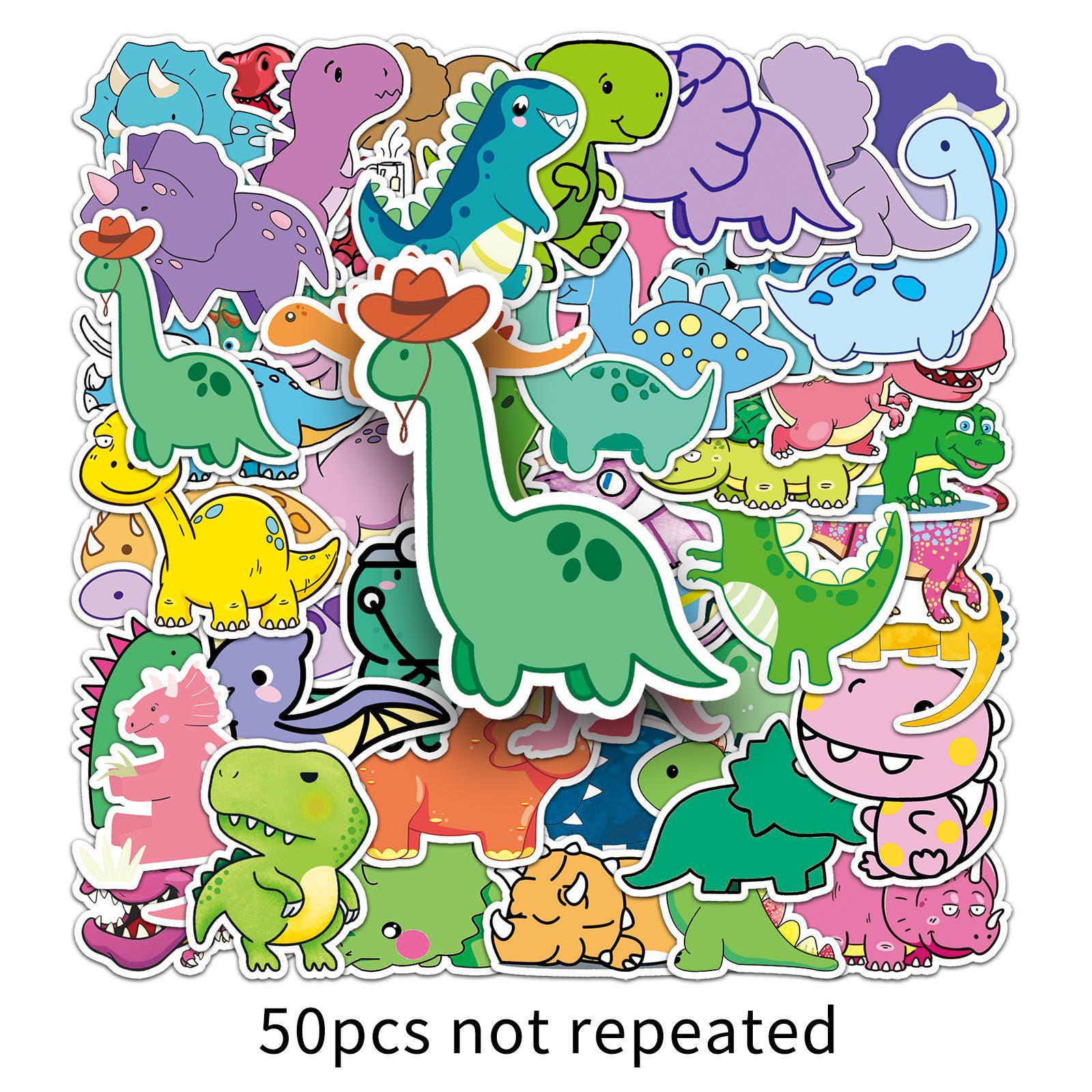 50 милых водонепроницаемых наклеек с динозаврами и животными для дневников, бутылок для воды, багажа