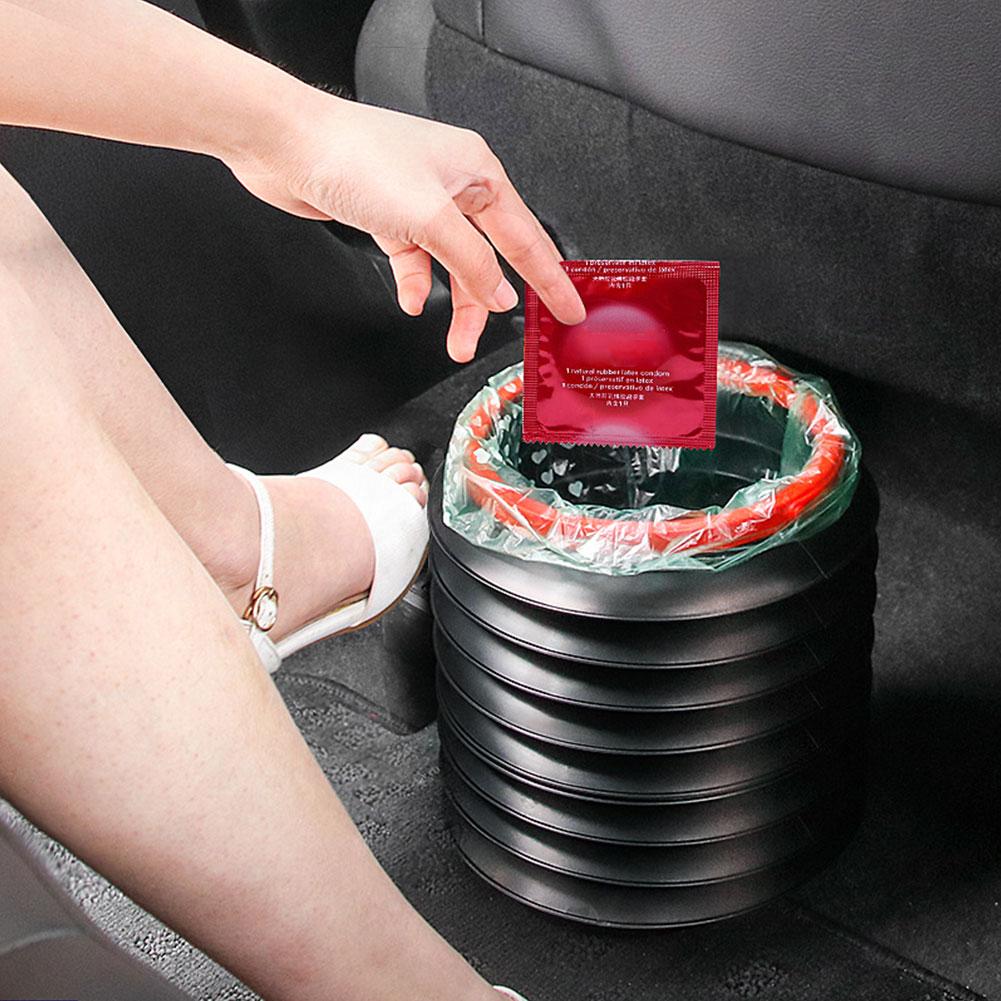 Trash Bin Garbage Can Car Wash Telescopic Bucket Folding Garbage Organizer Holder Trash Black Universal S0M8