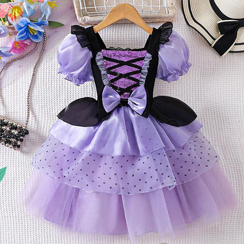 Nouvelle Robe Fille Vampire Robe Moelleuse Pour Filles Enfants Maille Robe Princesse Violette Vêtements Cool Lolita Carnaval Fête Costume 110cm violet