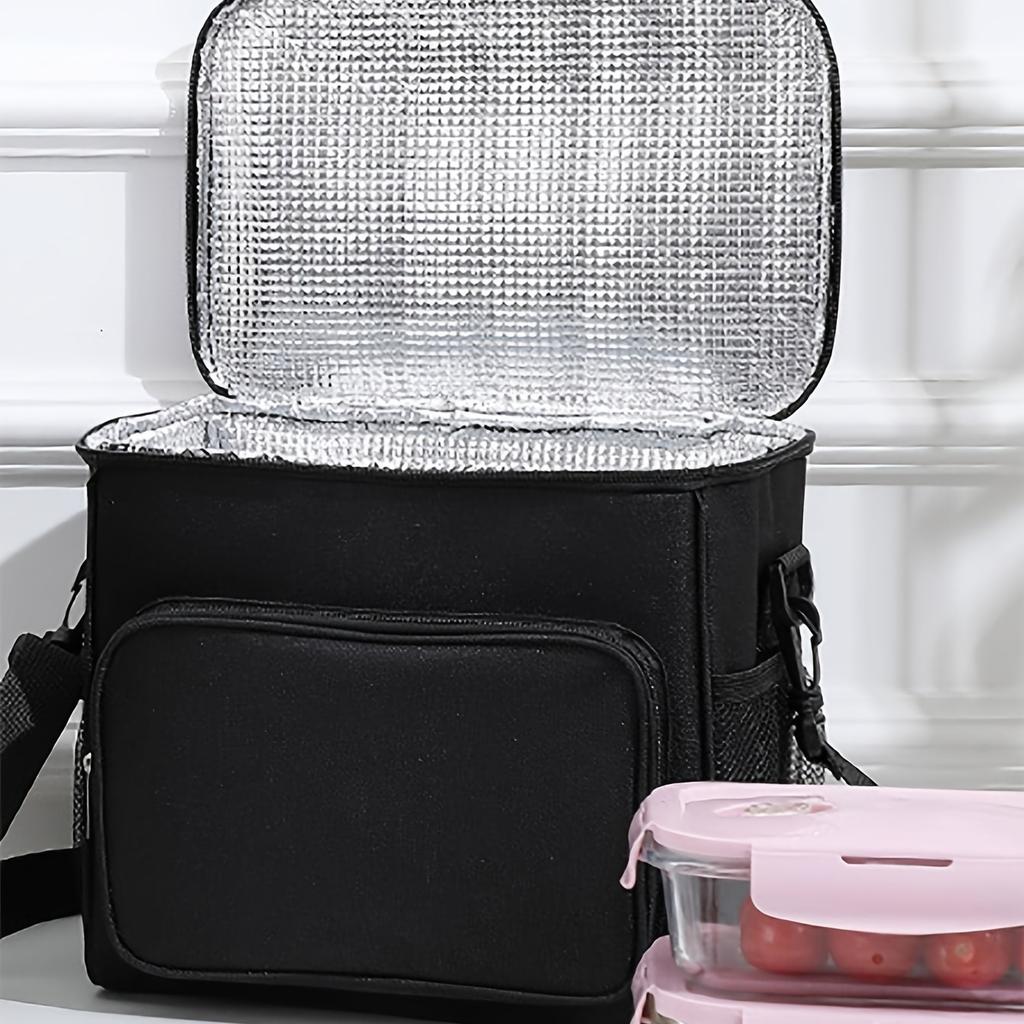 Black Cationic Lunch Box - Simple Office Worker Handheld Insulated Thermal Bag (1Pc)