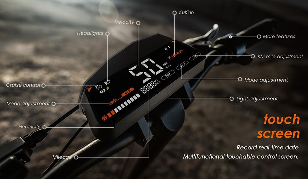 KuKirin G3 Electric Scooter 1200W Rear Motor 52V 18Ah 50KM/H Max Speed 70KM Range Touchable Display Control Panel TPU Suspension