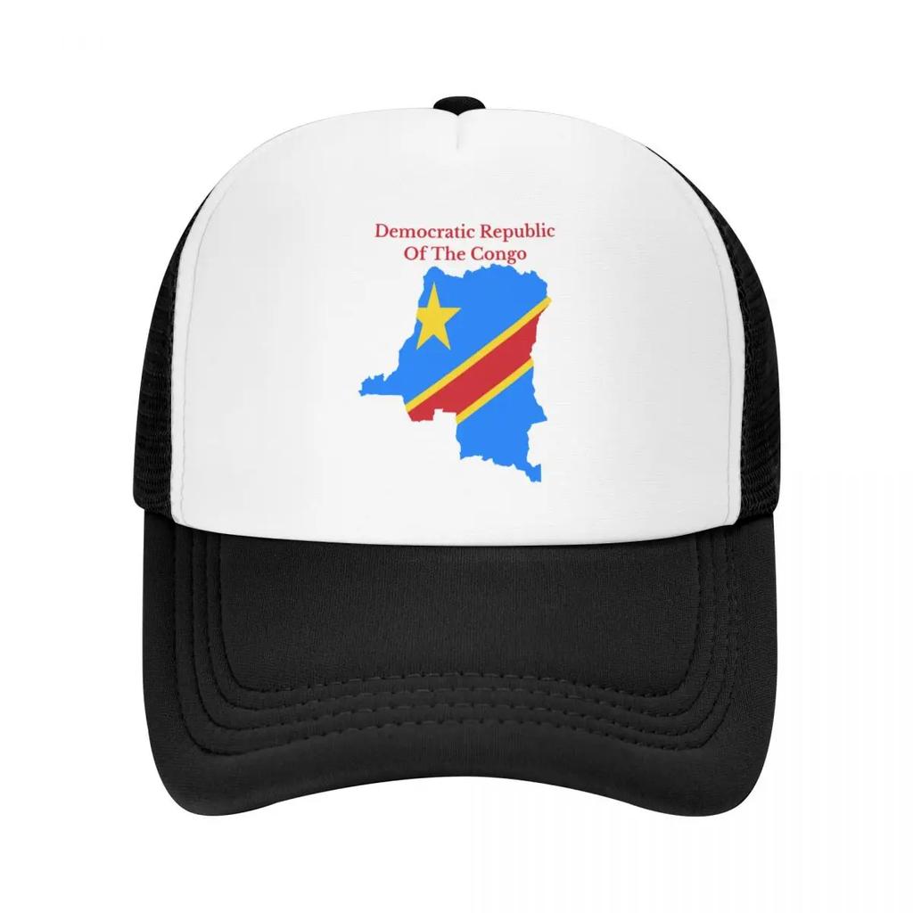 Custom Democratic Republic Of The Congo Flag Map Trucker Hat for Unisex Women Adjustable Adult Baseball Cap Hip Hop Dad Hat