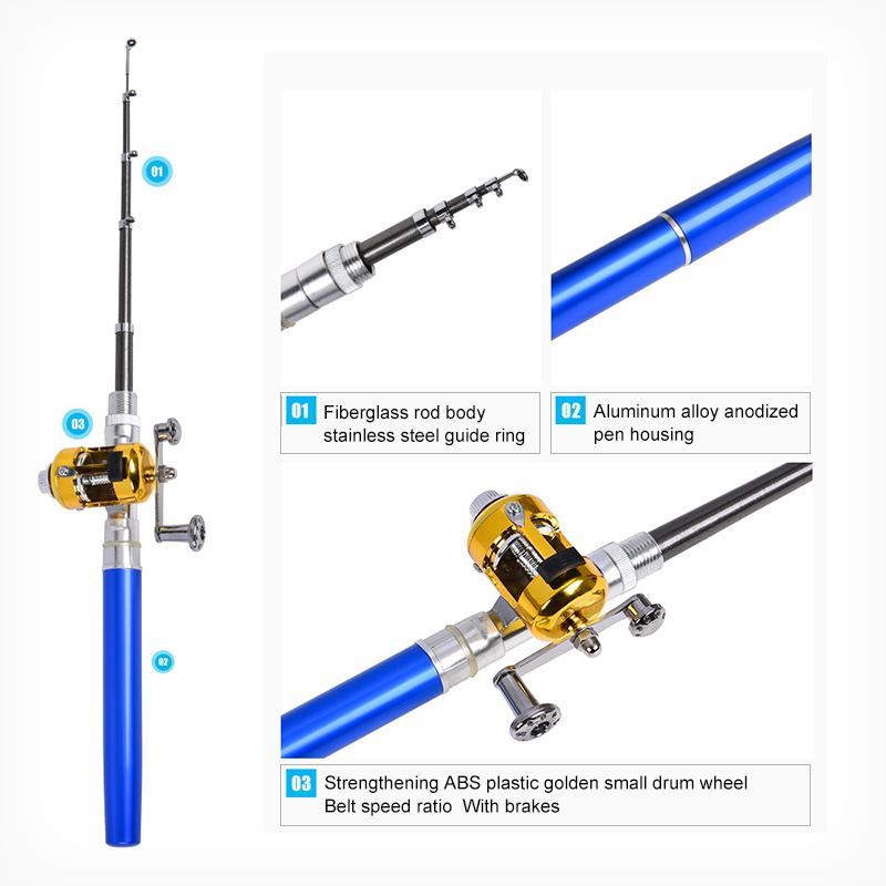 Ultra Short Pocket Rods Steelhead Fishing Rods Small Micro Mini Fishing Rods 1M 1.4M 1.6 Drum Reel Ice Fishing