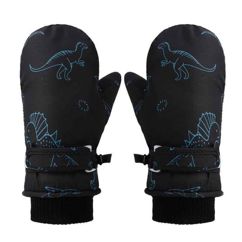 Kids' Quick-Dry Warm Ski Gloves with Waterproof Fabric and Thick Velvet Lining