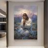 Jesus Praying Wall Painting Religious Image, Minimalist Nordic Style Prayer Painting  Printed On Canvas Home Decor Wall Art Pictures For Living Room