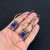 Blue Sapphire Earrings, Handmade Gemstone Earrings, 999 Copper Wire Wrapped Earrings Antique Jewelry, For Engagement Gift