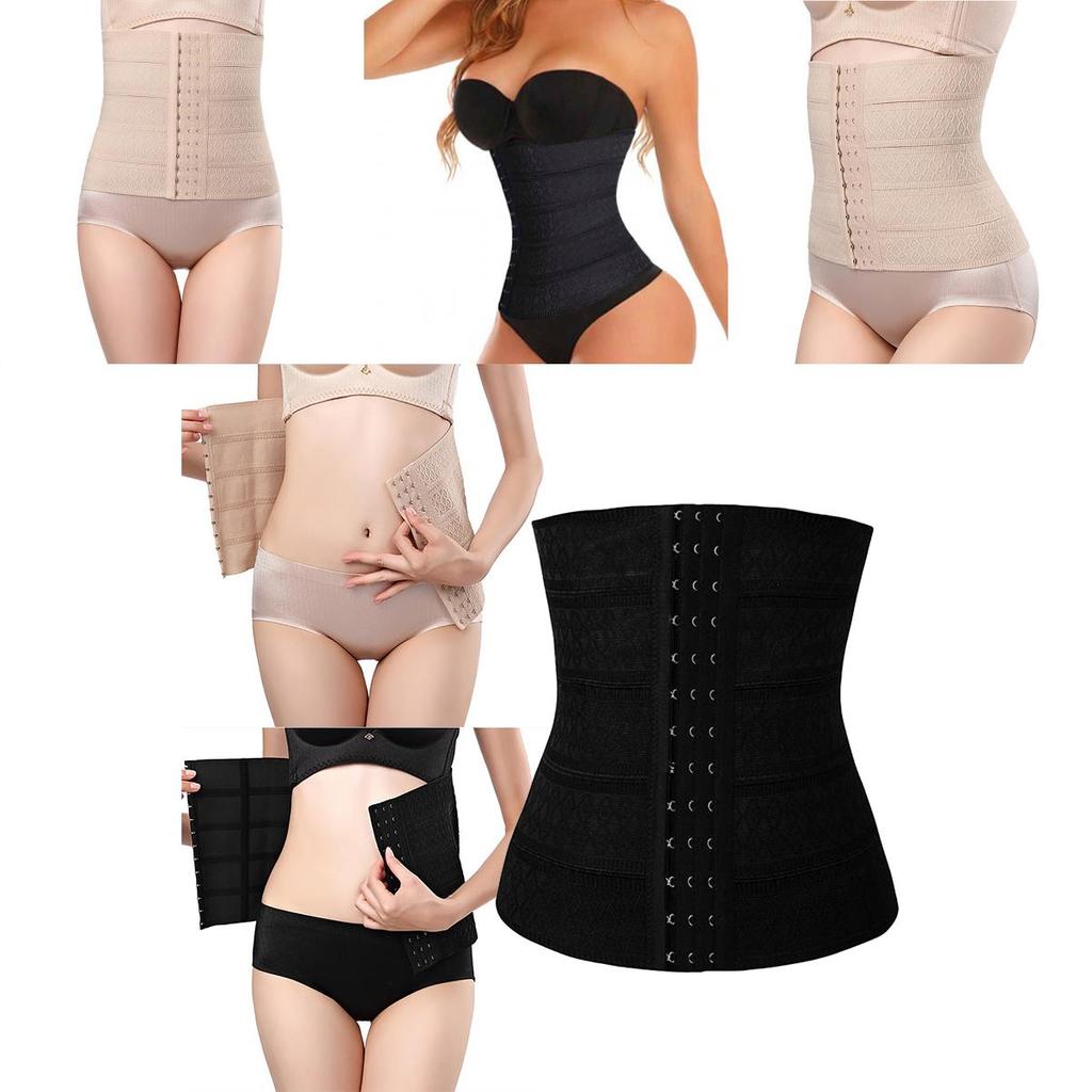 Premium Rubber Fiber Waist Cincher Adjustable Three-row Hook Corset Shapewear