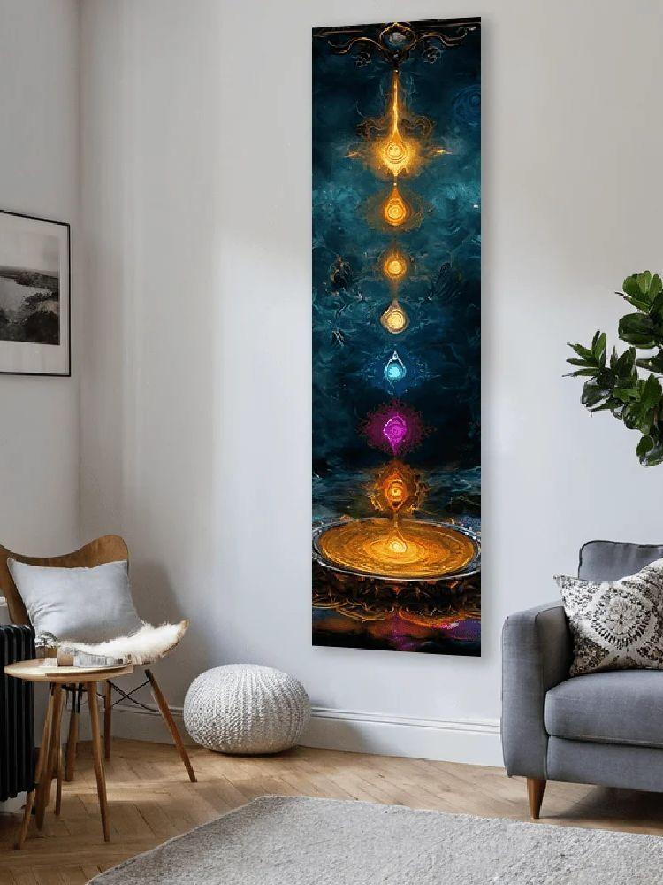Jmg Household Supplies Unisex 1Pc Vertical Chakra Energy Flow Tapestry Vibrant Colorful Spiritual Wall Art With Glowing Energy Centers,