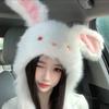 Ears Can Move Rabbit Ear Plush Cap Warm Beanies Hat Thickened Winter Hat  Women