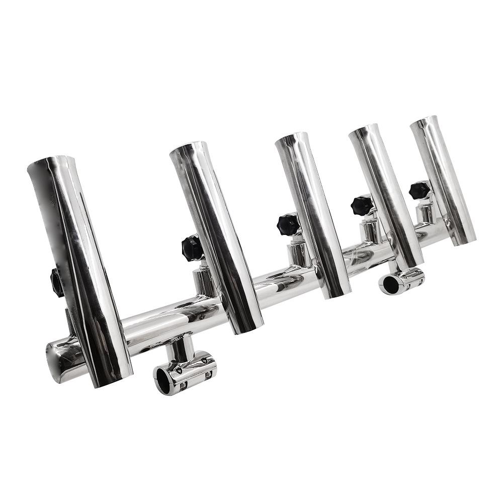 Stainless Steel 5-Tube Fishing Rod Holder Bracket - Marine Hardware Accessory
